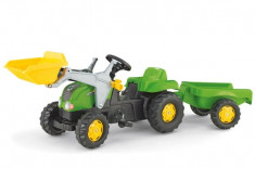 Tractor cu Pedale si Remorca copii 023134 Verde Rolly Toys foto