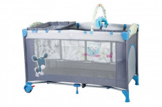 Patut pliant cu 2 nivele SleepWell 120 x 60 cm Blue BabyGo foto