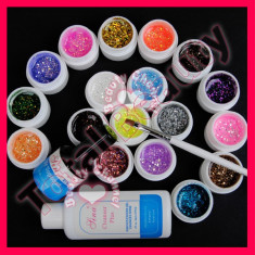 Kit unghii false cu gel UV 18 geluri colorate consumabile unghii false cu gel foto