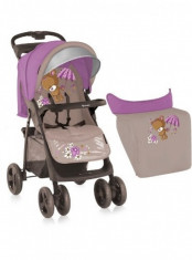 Carucior sport cu husa de picioare Foxy Beige and Violet Bear Lorelli foto