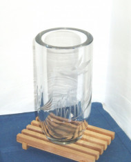 Vaza cristal gravat perioada interbelica - design Orrefors Suedia (3+1 GRATIS) foto