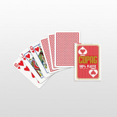Carti Poker 100% plastic, COPAG, rosu, Regular Face ( foto
