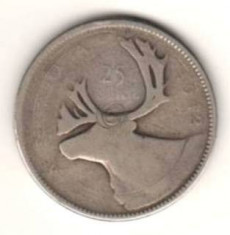 SV * Canada 25 CENTS 1942 (1) 5.83 grame ARGINT .800 Regele George VI foto