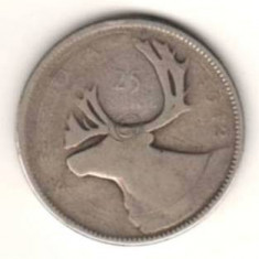 SV * Canada 25 CENTS 1942 (1) 5.83 grame ARGINT .800 Regele George VI
