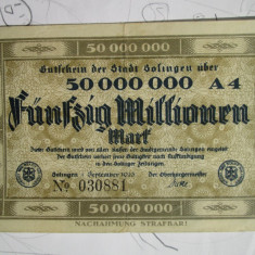 50 Millionen mark 1923 Germania , notgeld Solingen , 50 milioane marci 50000000