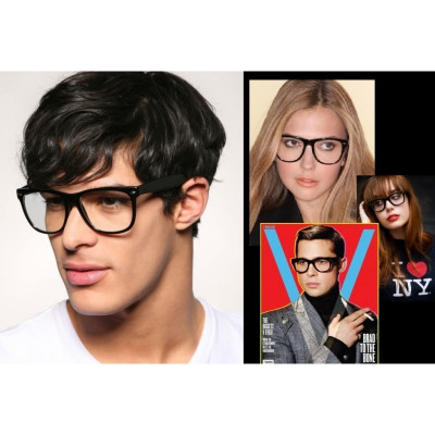 Ochelari Wayfarer lentile transparente tocilar nerd geek rame negre Model S2024 foto