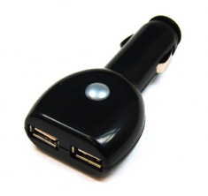 Incarcator auto Adaptor Dual USB 500mA Negru ON678 foto