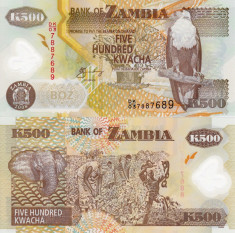 ZAMBIA 500 kwacha 2008 polymer UNC!!! foto