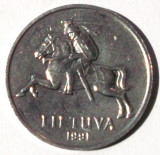 G5. LITUANIA 2 CENTAI 1991, 1.12 g, Al., 21.75 mm XF **, Europa