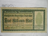 5 milioane marci 1923 notgeld Germania Bayerische bank, 5 millionen mark Bavaria