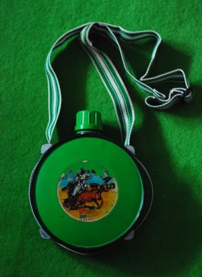 Plosca vintage CANTIMPLORA TEXAS verde, colectie, decor, foto