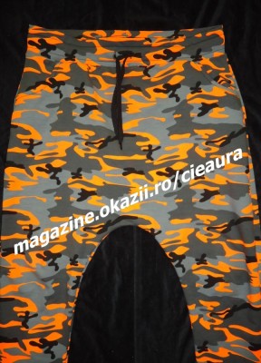 NADRAGI BUZUNARE DAMA PANTALONI LUNGI TUR LASAT CAMUFLAJ ORANGE NEON GRI NEGRU foto