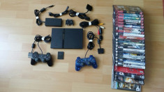 Consola Slim Playstation 2 + 23 Jocuri Originale + 2 Manete + Card foto