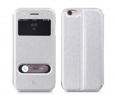 Husa + bumper 2in1 piele HOCO IPHONE 6 cu view - SMART COVER, culoare: SILVER foto