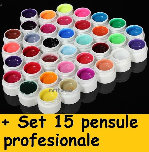 Kit Set Gel 36 Color Geluri Colorate Lampa uv Manichiura + 15 Pensule, Gel  colorat, Coco | Okazii.ro