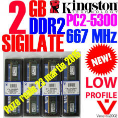 NOI SIGILATE: ___ 2 GB DDR2 KINGSTON __ 667 MHz PC2-5300 LOW PROFILE module 2 GB foto