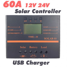 Controller/regulator SOLAR 60A pt.panouri / celule fotovoltaice + conectori MC4 foto