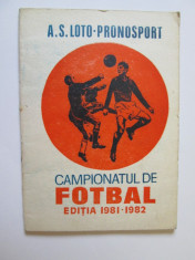 PROGRAM CAMPIONATUL DE FOTBAL EDITIA 1981-1982 foto