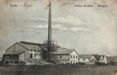 Ok-1476- Romania, Turda, carte postala circulata 1924: Fabrica de sticla foto