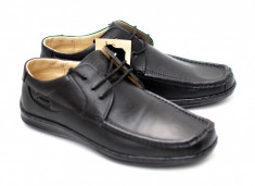 Pantofi barbati sport - casual negri din piele naturala - Made in Romania foto
