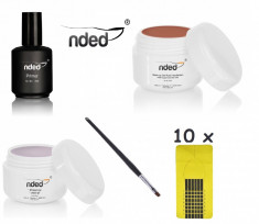 Kit unghii false Nded, Primer, Gel 3in1 15 ml, gel camuflaj Rose Skin 5 ml foto