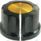 Buton pentru potentiometru, 27mm, plastic, negru-galben, 27x16mm - 127170