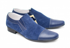Pantofi bleumarin barbati casual - eleganti din piele naturala - Made in Romania foto