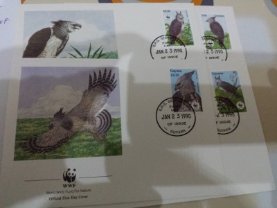 WWF FDC Guyana 1990 serie Vulturi foto
