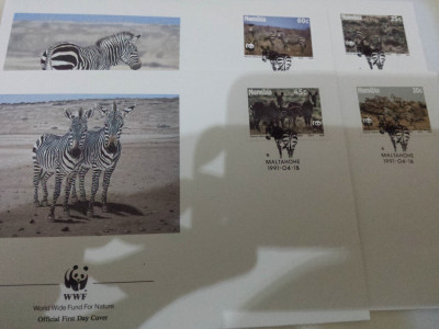 WWF FDC Namibia 1991 serie Zebre foto