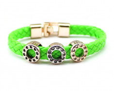 BRATARA FASHION CASUAL VERDE NEON CU ACCESORII AURII NU OXIDEAZA REZISTENTA foto