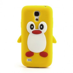 Husa silicon galbena model pinguin Samsung Galaxy S4 Mini i9190 + folie