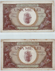 Lot 2 Bancnote 1000 lei 1940 SUPRATIPAR - SERII CONSECUTIVE !!!! foto