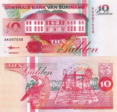 SURINAME 10 gulden 1998 UNC!!! foto