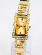 CEAS DAMA GUESS RECTANGULAR CUFF GOLD&amp;amp;DIAMONDS EDITION-SUPERB-COLECTIE 2015 !! foto