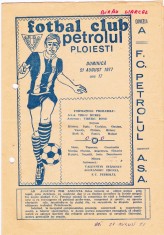 Program meci fotbal PETROLUL PLOIESTI - ASA TARGU MURES 21.08.1977