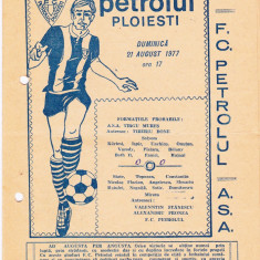 Program meci fotbal PETROLUL PLOIESTI - ASA TARGU MURES 21.08.1977