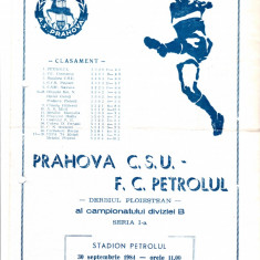 Program meci fotbal PRAHOVA CSU PLOIESTI - PETROLUL PLOIESTI 30.09.1984