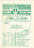 Program meci fotbal PETROLUL PLOIESTI - ASA TARGU MURES 26.03.1983