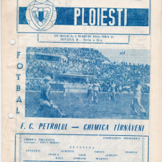 Program meci fotbal PETROLUL PLOIESTI - CHIMICA TIRNAVENI 08.03.1981