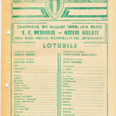 Program meci fotbal PETROLUL PLOIESTI - OTELUL GALATI 24.08.1986