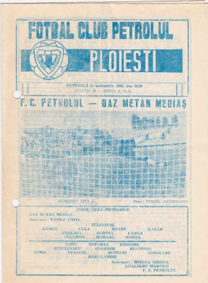 Program meci fotbal PETROLUL PLOIESTI - GAZ METAN MEDIAS (15.11.1981) foto