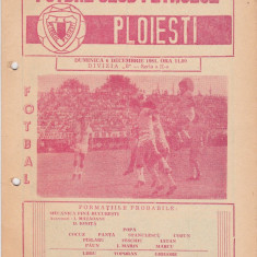 Program meci fotbal PETROLUL PLOIESTI - MECANICA FINA BUCURESTI 06.12.1981