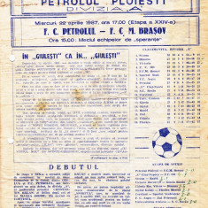 Program meci fotbal PETROLUL PLOIESTI - FCM BRASOV 22.04.1987
