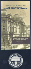 ROMANIA 10 LEI 2010 , 130 ANI de la INFIINTAREA BNR , AG, certificat BNR foto