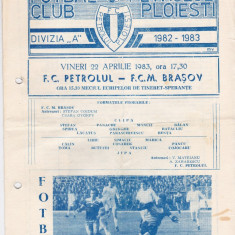 Program meci fotbal PETROLUL PLOIESTI - FCM BRASOV 22.04.1983