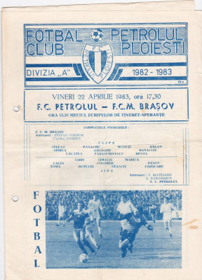 Program meci fotbal PETROLUL PLOIESTI - FCM BRASOV 22.04.1983 foto