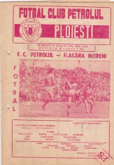 Program meci fotbal PETROLUL PLOIESTI - FLACARA MORENI 23.08.1981