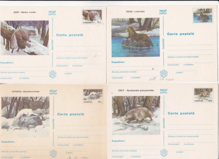 bnk fil Romania 1998 set 4 cp fauna