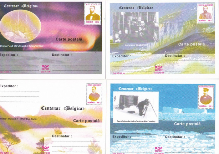 bnk cp Romania 1998 set 16 carti postale necirculate Centenar Belgica