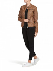 Jacheta biker, piele sintetica - ONLY - 15103314 caramel foto